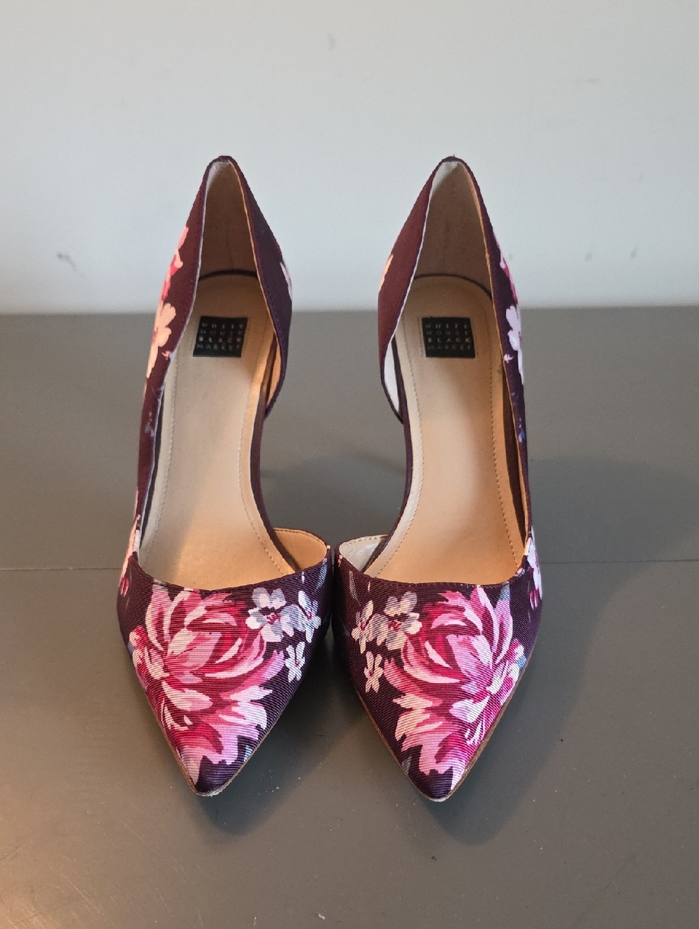 White House Black Market Burgundy Floral Pointed-Toe Pumps